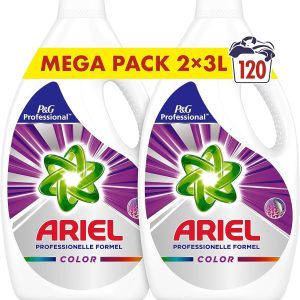 Ariel Professional Liquid Colour Detergent, 120 Washes, 6L (2 x 3L), Excellent Stain Removal from the First Wash, Professional Formula for Professional Use