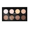 NYX Professional Makeup Highlight and Contour Pro Palette, powder contours kit, 8 blendable mattes and mother of pearl shades.