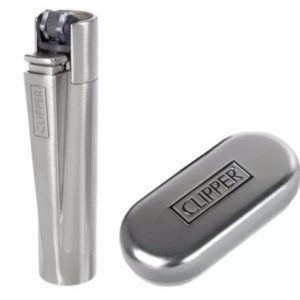 METAL CLIPPER LIGHTER WITH FREE CHROME CASE (Silver)