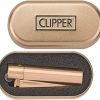 Rose Gold Clipper Metal Refillable Gas Lighter with Flint Metallic Finish Gift Tin Case Box Limited Edition