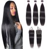 FQ Peruvian Straight Human Hair Bundles (26-30″) with 4×4 Lace Closure